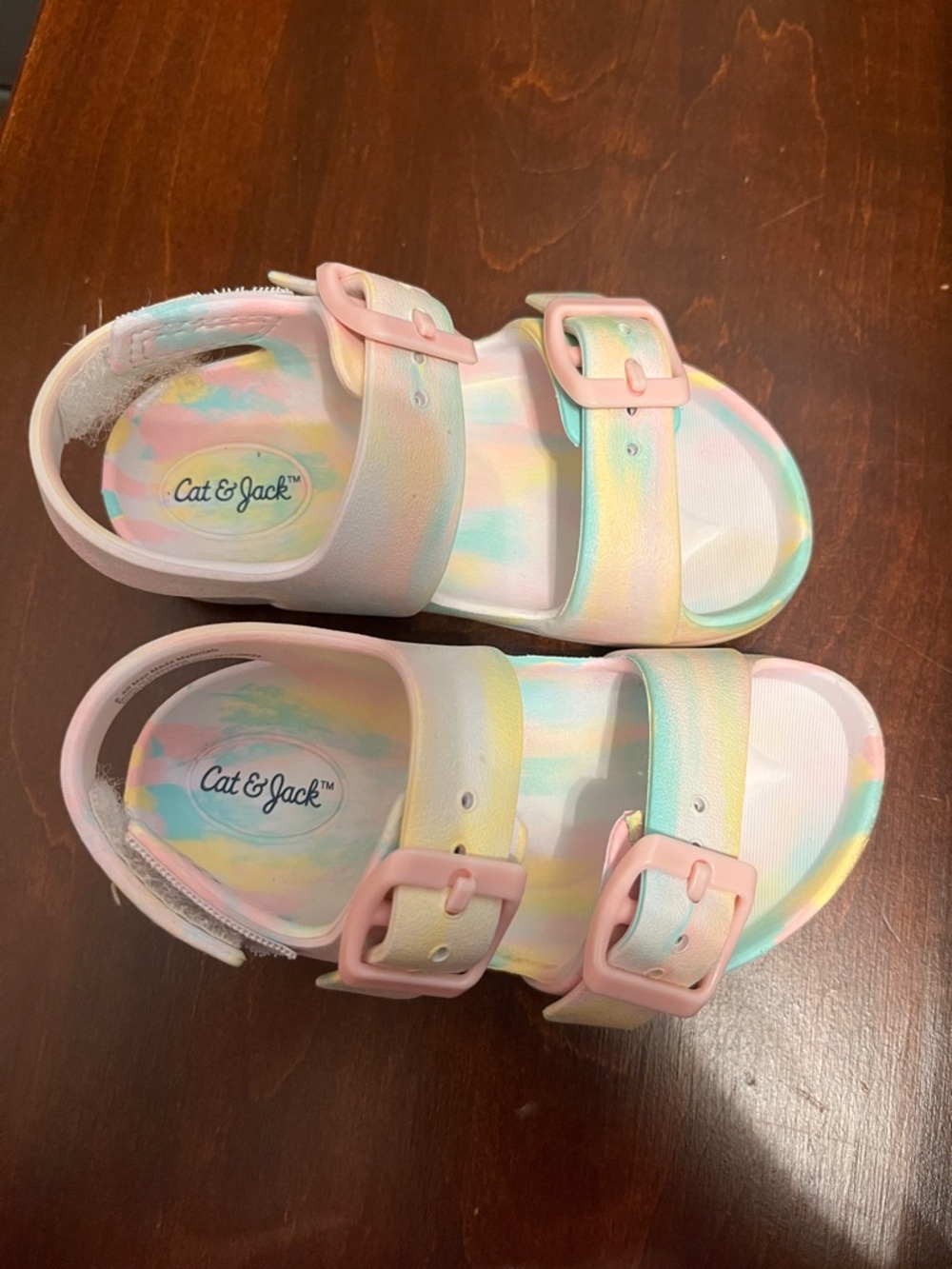 Cat & Jack Pastel Toddler Tie-Dye Sandals - Pink Buckles